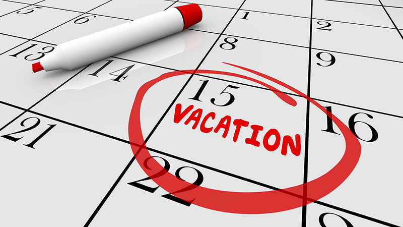 Vacation marekd on calendar